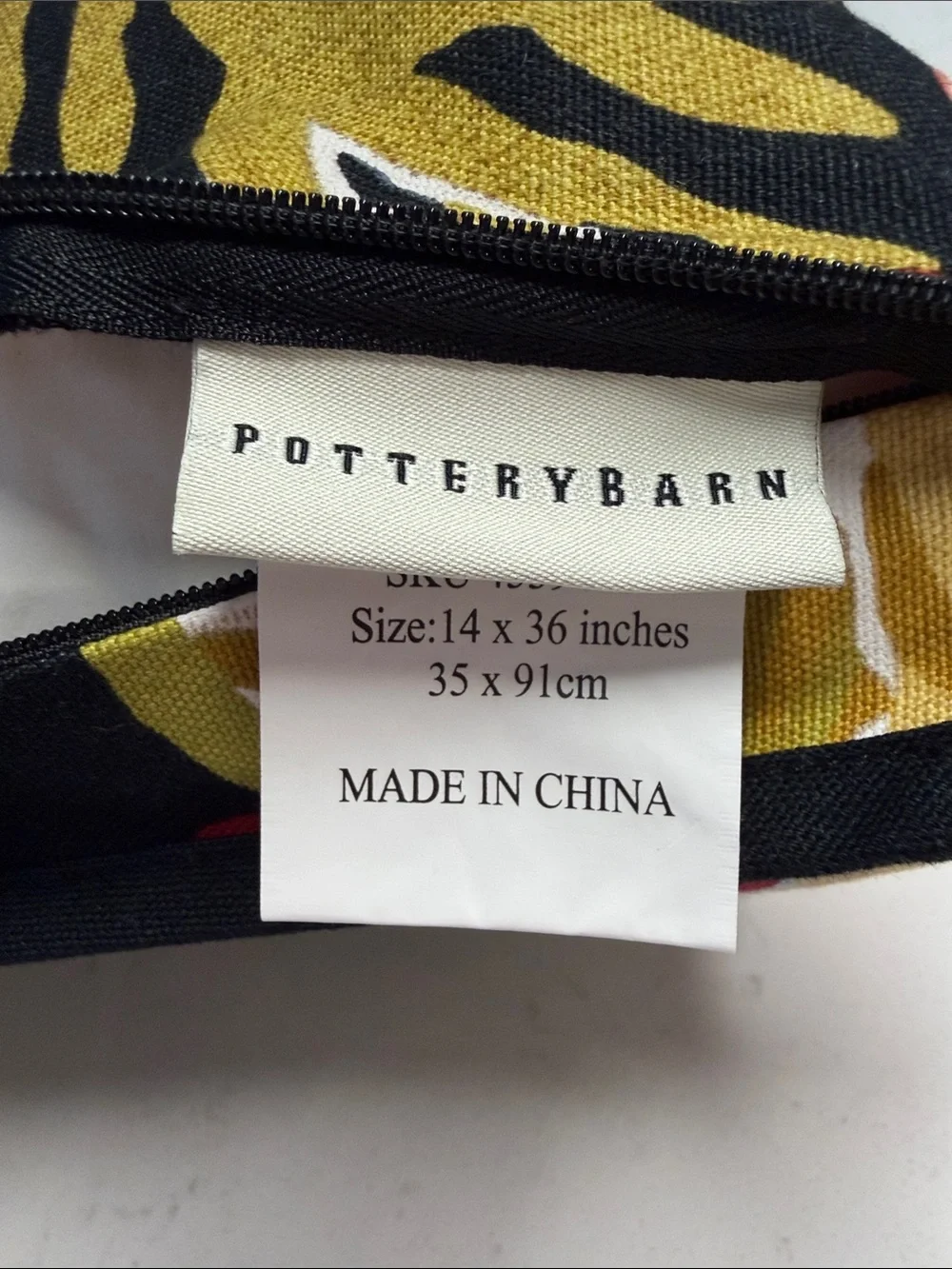 Pottery Barn Floral Bolster Pillow and Cover in Black with Pink & Mustard